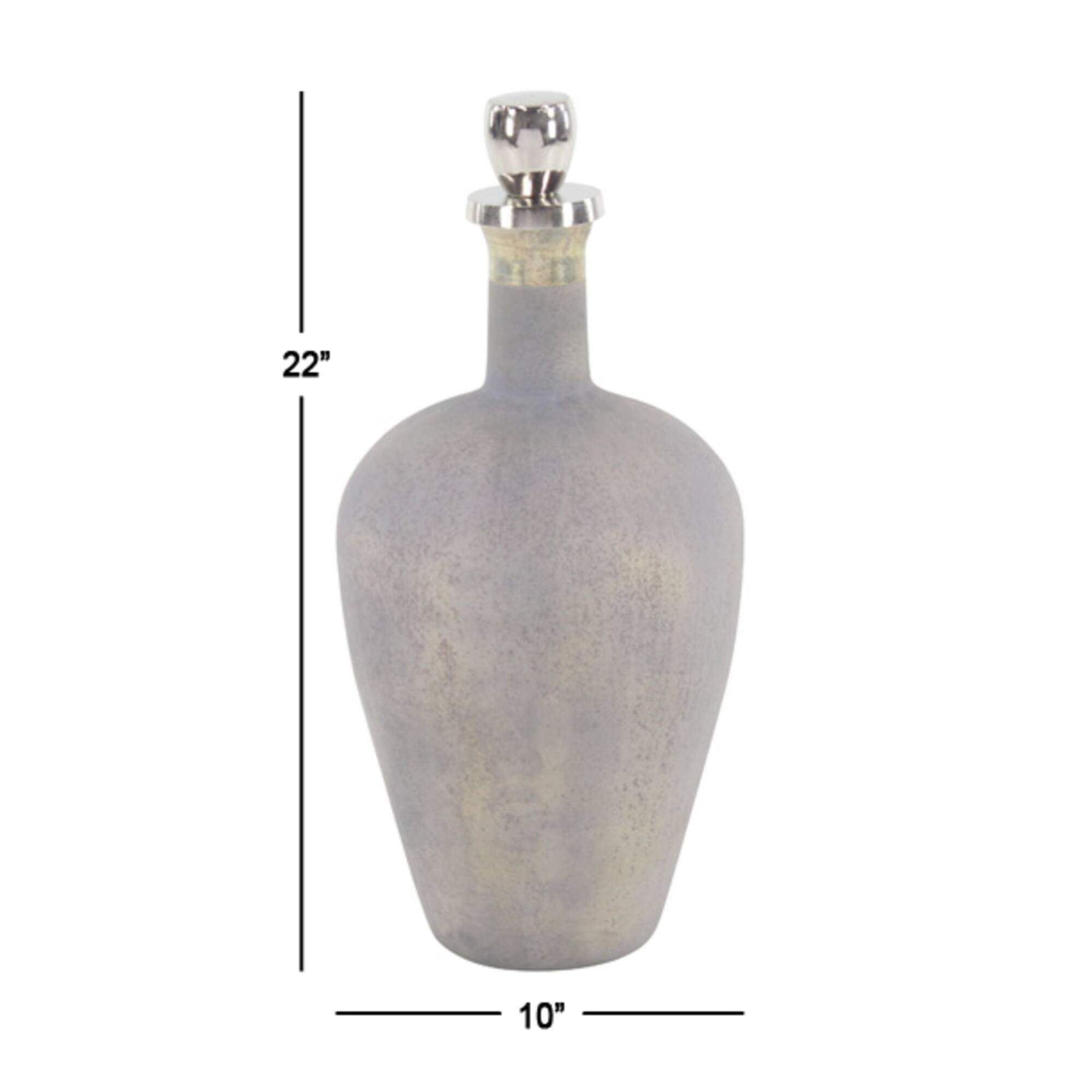 22" Gray Glass Modern Decorative Bottle